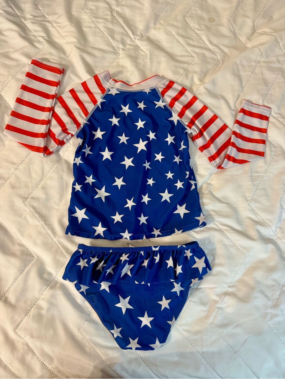Kids Star-Print Rash Guard Set - Blue & Red - Picture 2 of 3